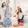 Pre-Lit Tree 6FT Artificial Foldable Snow Flocked Christmas Tree Home Decor