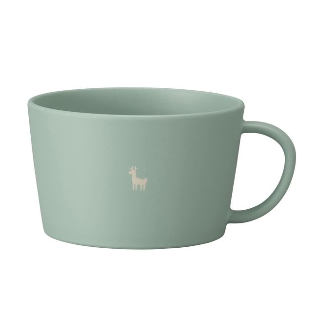 Miyamoto Sangyo YOROKOBI Deer Soup Cup, Green, Size: Approx. W 4.4 inches (11.3 cm), D13.1 inches (13 cm), H6.5 inches (6.5 cm), 138757