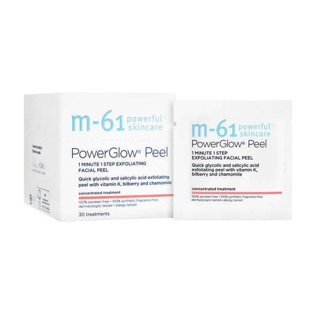 M-61 PowerGlow® Peel- 30 Treatments- 1-minute, 1-step exfoliating glow peel with glycolic, vitamin K & chamomile