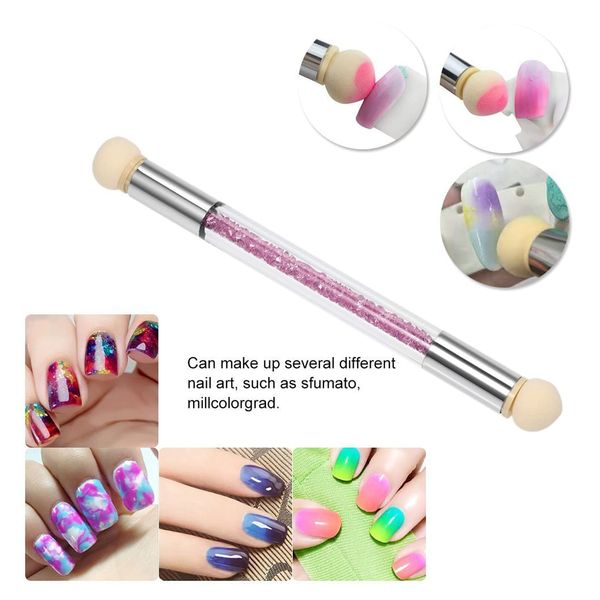 Nail Art Rendering-Werkzeuge Doppelter Kopf Ombre Sponge Stick, Nail art Schwamm und Tupfpinsel, Sponge Brush Applikator inkl 4 Ersatzköpfe,Pigmentpinsel