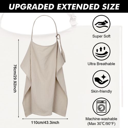 Huiguli Nursing Cover, Muslin Nursing Scarf for Travel, Private Nursing Cover for Baby, Soft Cotton Nursing Apron, Khaki Nursing Apron, Outdoor Nursing Cover