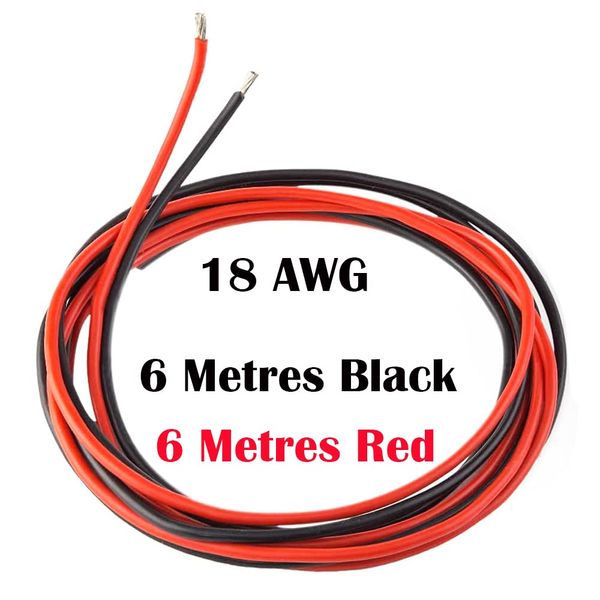 CESFONJER 18 AWG Silicone Cable [6M Black and 6M Red], Flexible High Temperature Resistance Tinned Copper Wire Cable for Wiring Electronics, Drones, Aircraft Batteries, etc