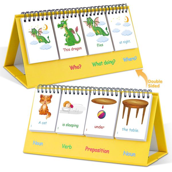 Auchq Sentence Building Flip Chart for Kids,Speech Autism Therapy Learning Materials for Preschool Kindergarten Elementary Special Classroom Must Haves, Essentials Supplies for Homeschool