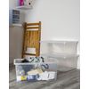 Muddy Hands Pack of 5 - Large 45 Litre Heavy Duty Clear Plastic Storage Boxes with Lids Stackable Containers