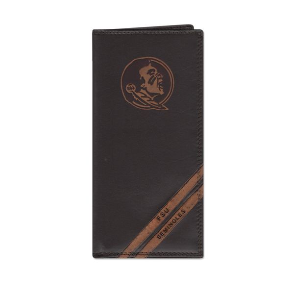 NCAA Florida State Seminoles Zep-Pro Pull-Up Leather Long Secretary Embossed Wallet, Brown