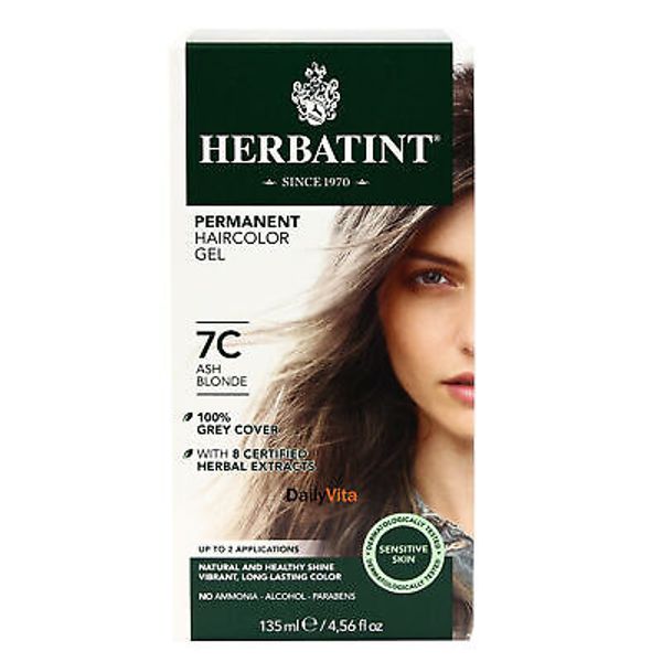 Herbatint Permanent Herbal Hair Color Gel 7C Ash Blonde 4.56 Ounce