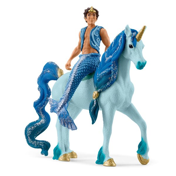 Schleich bayala 2-Piece Toy Playset for Girls and Boys Ages 5+, Mermaid Aryon with Blue Unicorn Toy