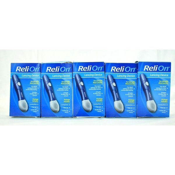 ReliOn Lancing Device Includes 10 Ultra-Thin Lancets Pack of Five Boxes