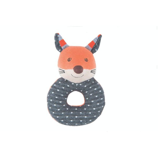 Apple Park Organic Farm Buddies - Frenchy Fox Teething Rattle, Baby Toy for Infants - Hypoallergenic, 100% Organic Cotton