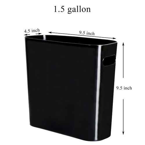 Youngever 1.5 Gallon Slim Trash Can, Plastic Garbage Container Bin, Small Trash Bin with Handles for Home Office, Living Room, Study Room, Kitchen, Bathroom (1 Pack Black)