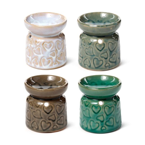 Puckator Ceramic Heart Oil Burner, Mixed, Height 7cm Width Depth 6.5cm