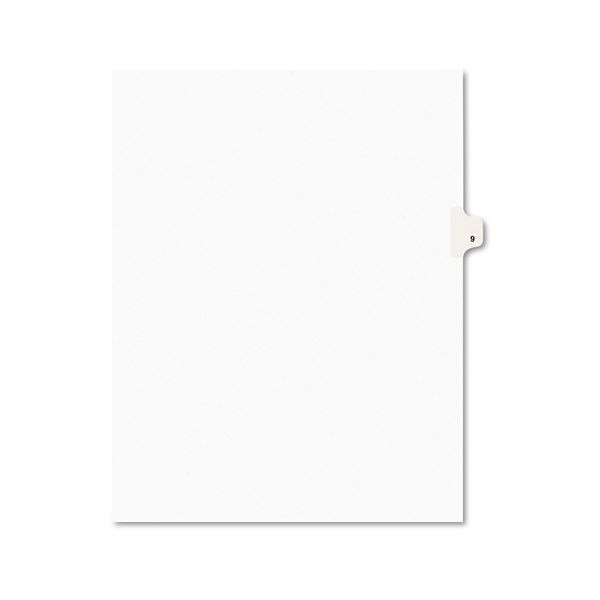 Avery Legal Exhibit Tab Dividers, Tab Title: 9, White, Letter, 25/Pack (11919)