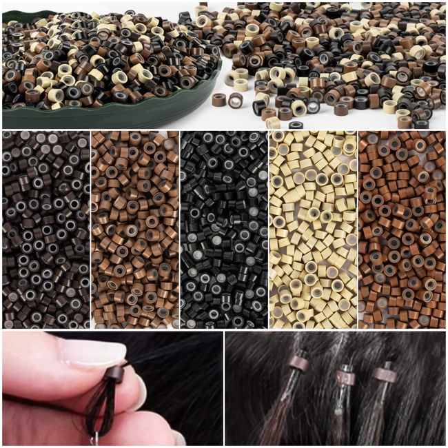 MAQIHAN 2500 Microlink Hair Extensions - Microbead Hair Extensions, Microlink Hair Use to Sparly Hair Tinsel, Put in Hair Feathers, Strands, etc.