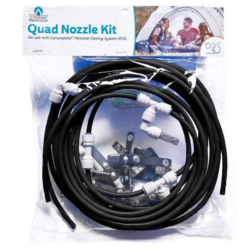 EXTREMEMIST Extreme Mist Portable Misting System Kit - 4 Nozzles, 16ft Mist Line, 4ft Feed Line, Mounting Clips, Ties & Connectors | Compatible w Pump - Misting Nozzles for Tents, Patios, & More