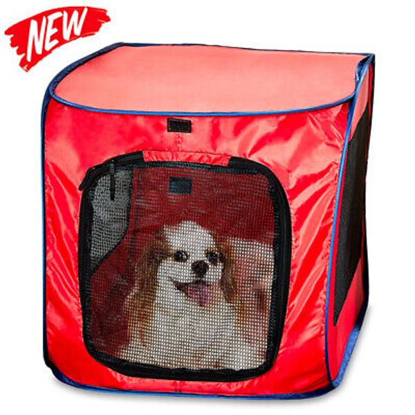 Dog Kennels One Piece Soft-Sided 32" Pop-up Mesh Pet Kennel Medium Durable New