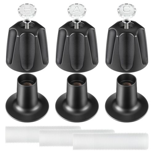 Enhon Bathtub and Shower 3 Handle Remodel Trim Kit Compatible with Pfister Verve Tub Shower, Faucet Knob Replacement Include 1 Hot 1 Cold 1 Diverter and 3 Flanges (Matte Black)