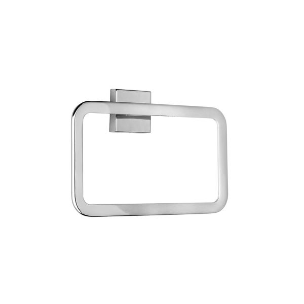 Croydex Flexi-Fix Easy to Fit Cheadle Chrome Plated Square Design Towel Ring, Silver