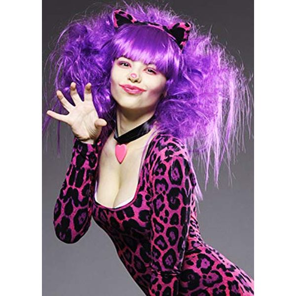 Womens The Cheshire Cat Purple Backcombed Wig