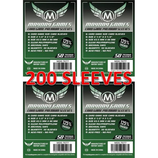 Mayday Games 7077 Clear Premium Card Sleeves 63.5x88 mm (4x50 Pack, 200 sleeves)