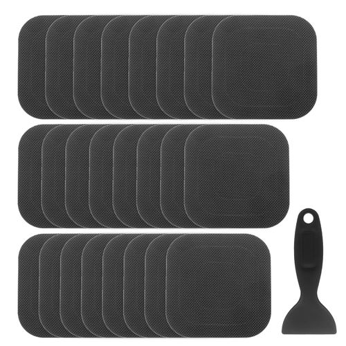 HARFINGTON 24pcs Non Slip Bathtub Stickers Bath Shower Floor 4" Anti-Slip Adhesive Sticker Tape Square Style Decals with Scraper for Bathroom Kitchen Bathtub Treads Stairs, Black