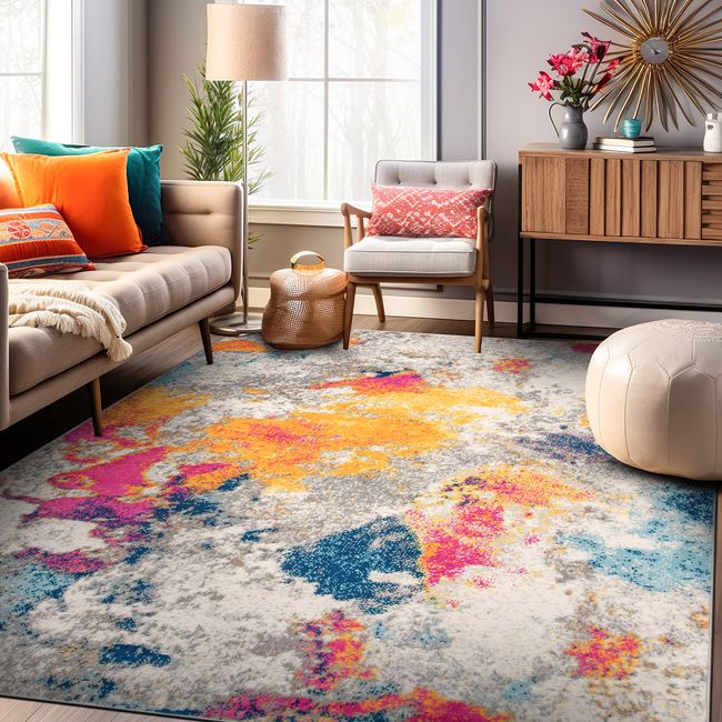 Rugshop Area Rugs Abstract Contemporary Multi Coloured Rug Living Room Rugs 5x7