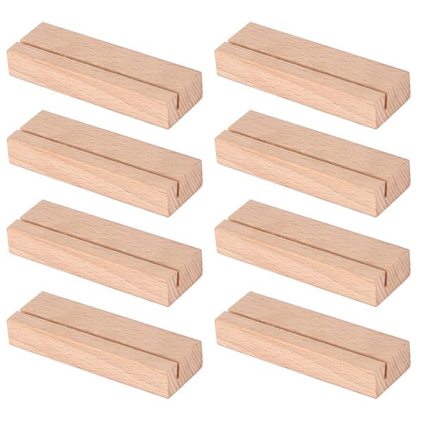 8 Pieces Wood Place Card Holders Wood Table Number Holder Stands Photo Picture Card Holders for Wedding Party Menu Table Decorations, 3.55 Inches Length