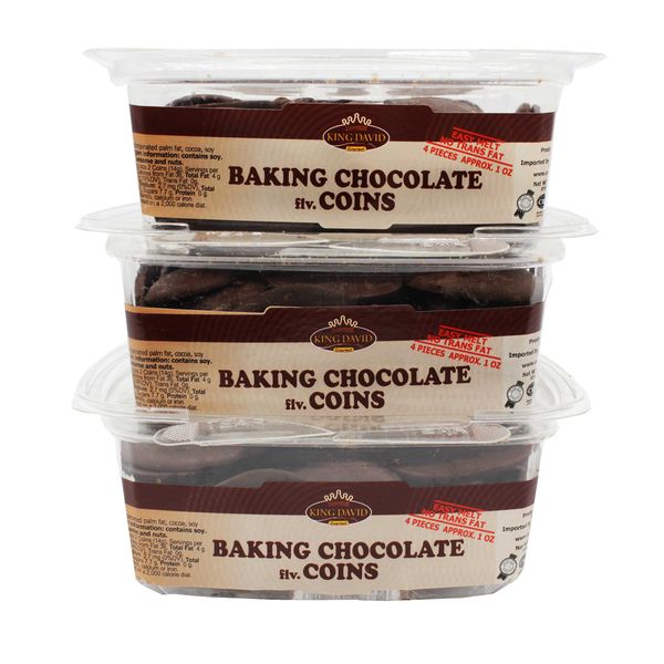 King David Kosher Easy Melt Non-dairy Baking Chocolate Coins 12.34-ounce Jars (Pack of 3)