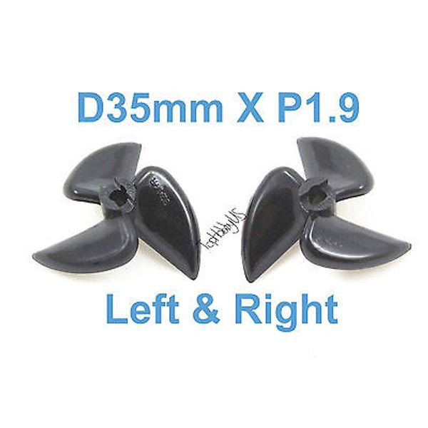 1Set D35mm 3-Blades Left&Right P1.9 RC Boat Propellers, 3mm Shaft (US SELL SHIP)