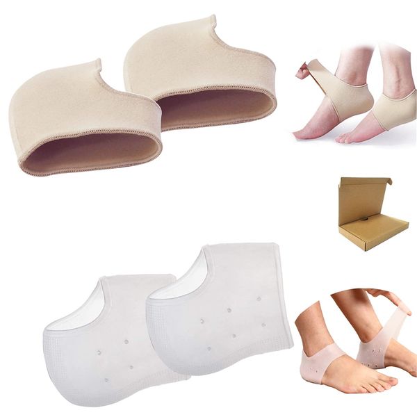 LYGGIE Heel Supporter, Heel Protective Cover, Heel Cover, Heel Cushion, Moisturizing, Foot Prevention, Keratin Care, Shock Absorption, Pain Relief, Crack Cracking, Suitable for Plantar Fasciitis, Gel Supporter, Silicone Supporter, Unisex, 2 Pieces (Total 