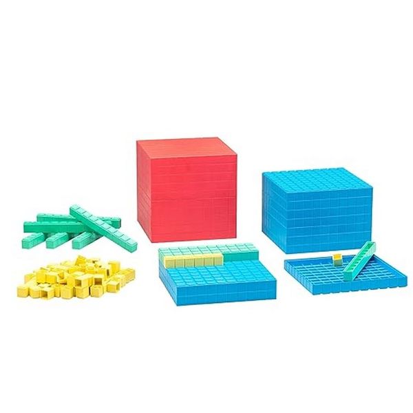 WISSNER active learning 039577.000 Base Ten Set,for ages up from 3 years, 121 Parts, in a Cardboard Box with Guide, RE-Plastic°, Multicolor, Medium