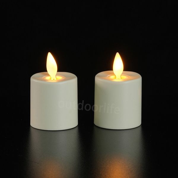 Rechargeable Moving Wick Flameless Red Tea Lights Timer Led Candle Set of 2