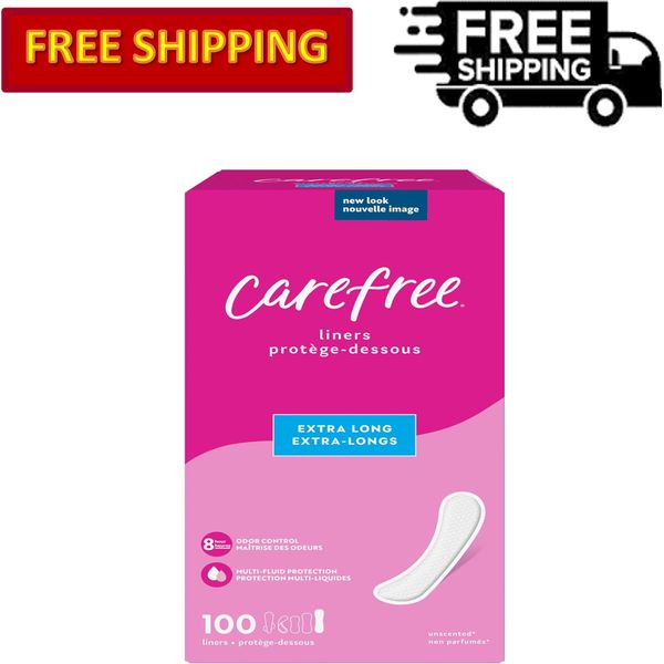 Carefree Panty Liners, Extra Long Liners, Unwrapped, Unscented, 100ct