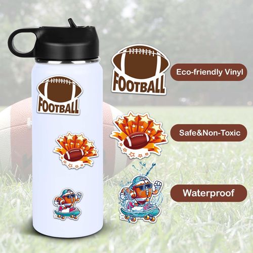 Football Stickers Gifts,100PCS Waterproof Vinyl Football Themed Sticker for Boys Kids Water Bottle Helmet Skateboard Scrapbooking