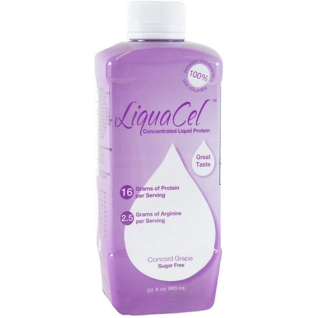 LiquaCel Oral Protein Supplement Grape Flavor 32 oz. Bottle, Case of 6