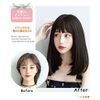 Wig, Medium, Straight Natural Wig, Full Wig, Semi-Long, Layer, Women's, Wig with Net, Natural Black
