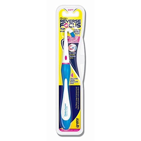 Piksters Reverse Focus Brush for Cleaning Braces Behind Teeth, Plaque and Tartar Removal. Replaceable Head White