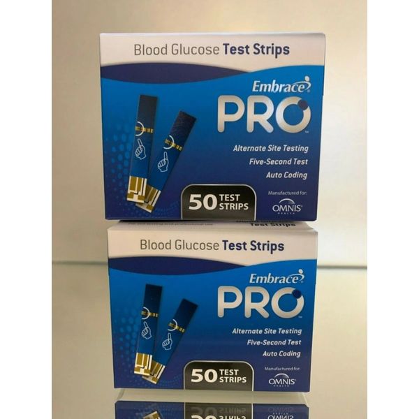 Embrace Pro Blood Glucose Test Strips 100 Count (2x 50 box) - FREE SHIPPING 📦