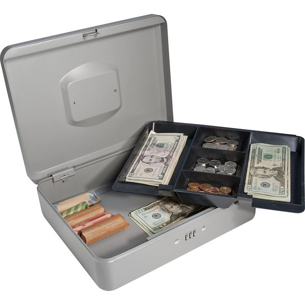 BARSKA 12-Inch Cash Box with Combination Lock , Gray