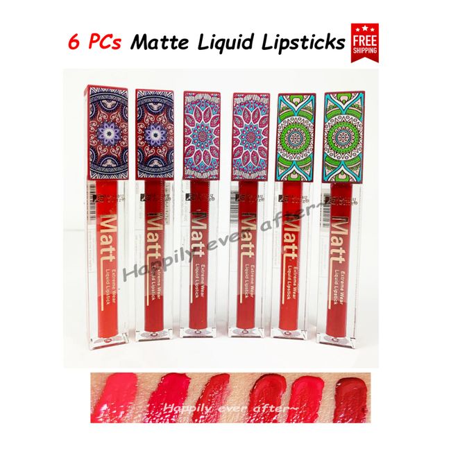 Malibu Glitz Matte Liquid Lipsticks - 6 Red Colors, Long Lasting Matte Lipsticks