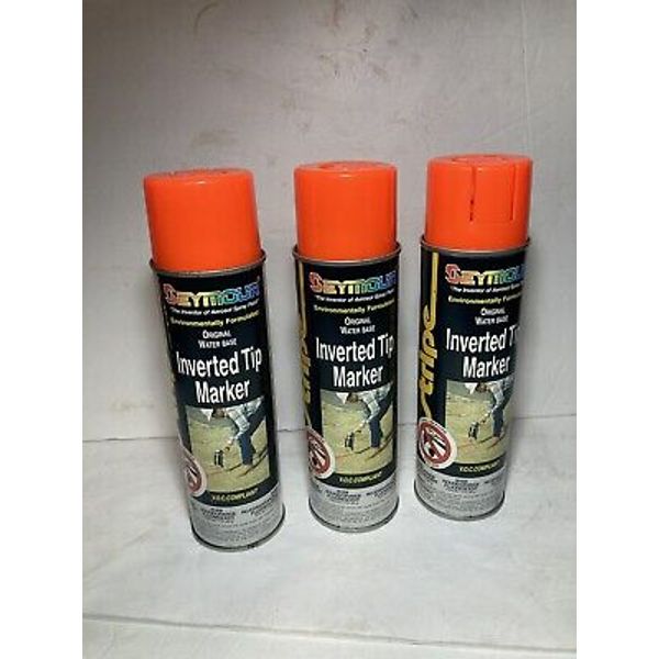 3 Can Seymour 20-957  Inverted Tip Marker Spray Paint Orange Fluorescent 17 Oz