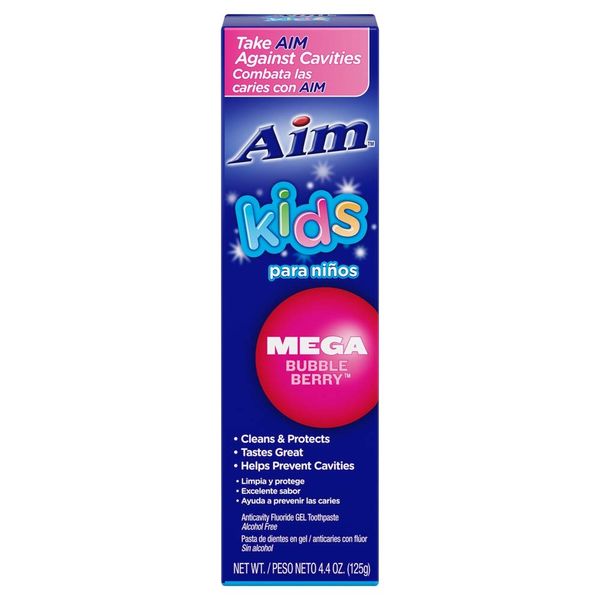 Aim Kids Mega Bubble-berry Fluoride Toothpaste 4.8 Oz (4 Pack)