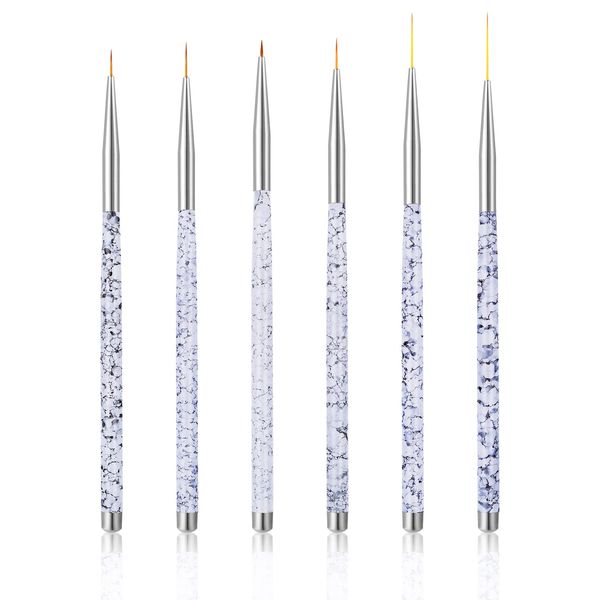 Sibba 6 Stück Wasseraktivierter Eyeliner Pinsel Applikatoren Augen Make-Up Abgewinkelt Feine Spitze Kunststoffstäbe Werkzeug Kleine Palette Mikro-Dünne Augenbrauen-Set Nagelkunst Malstift Transparent