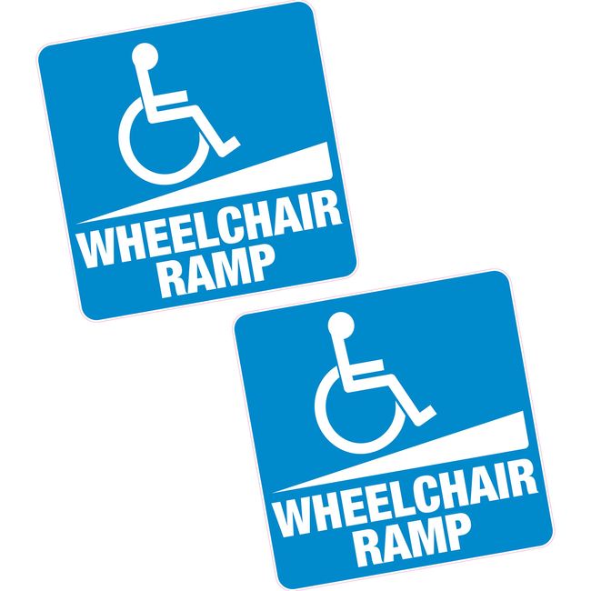 2 x Wheelchair Ramp Vinyl Sticker 4" 100mm Sq. Blue Badge Home Shop Motability