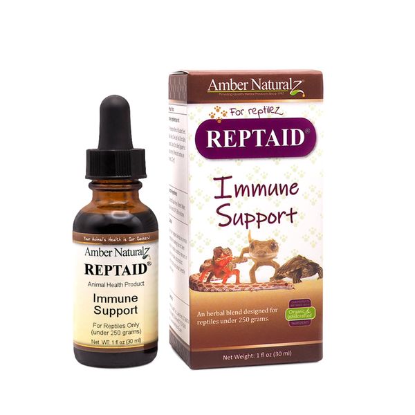 AMBER NATURALZ Reptaid Herbal Supplement for Small Reptiles | Herbal Pet Supplement for Immune Support | for Reptiles Under 250g | 1 Fluid Ounce Glass Bottle | Manufactured in The USA