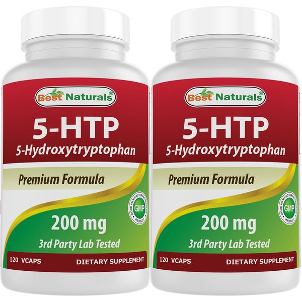 2 Packs Best Naturals 5-HTP 200 mg 120 Vegetarian Capsules