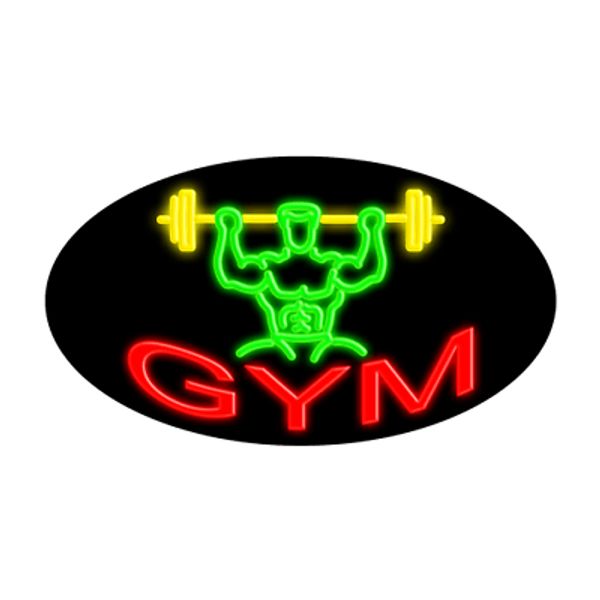 Gym Glass Neon Sign 30"L x 17"H #14350