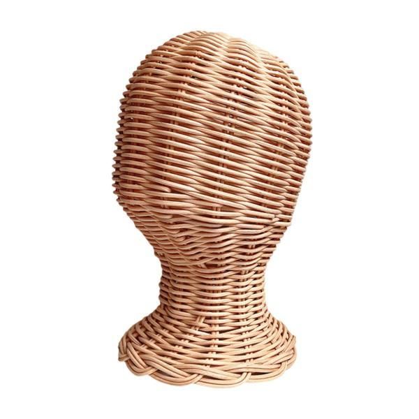 Rattan Mannequin Head Hat Display Stand for Home Salon and Traveling Hairdresser Style B