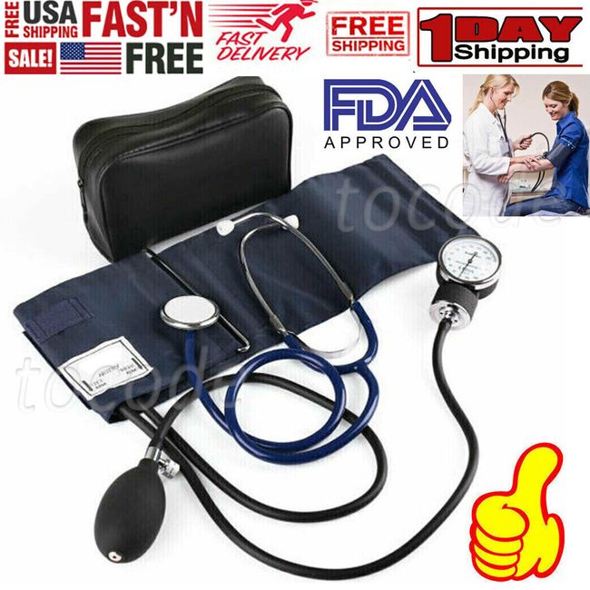 Aneroid Sphygmomanometer Kit Manual Blood Pressure BP Adult M Cuff & Stethoscope