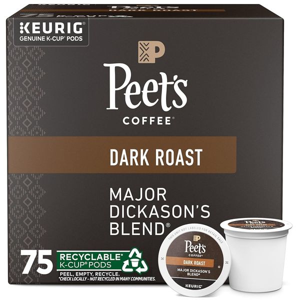 Peet's Coffee, Dark Roast Keurig K-Cup Pods - Major Dickason's Blend 75 Count