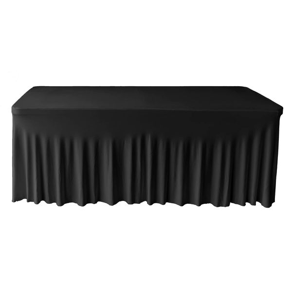 Gowinex 6ft Black Spandex Table Skirt Spandex Tablecloth Stretch Fitted Table Cover for 72Lx30Wx30H Inch Rectangular Table